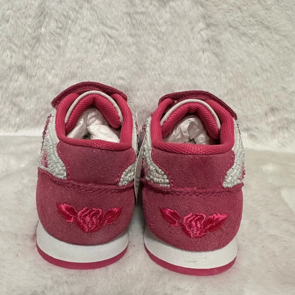 Lelli Kelly Kids Pink and White Butterfly Beaded Sneakers